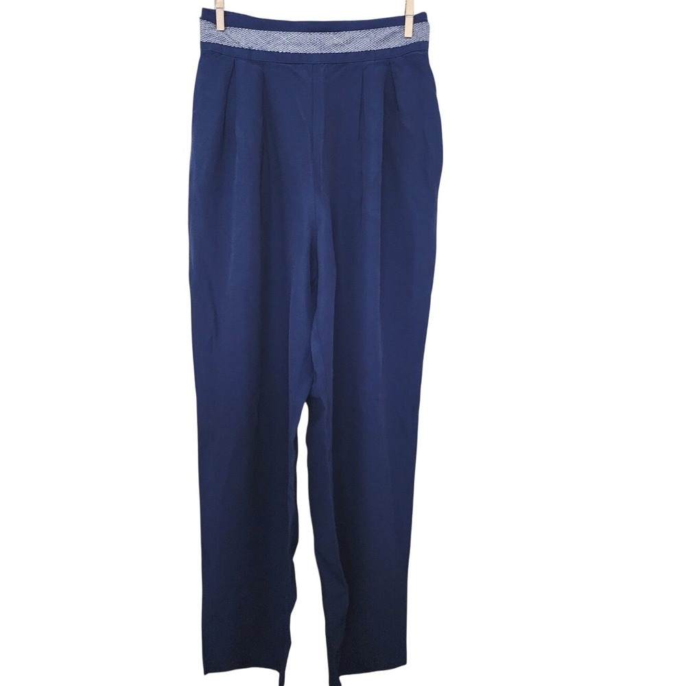 Maren Vintage High Waisted Pleated Tapered Trousers Royal Blue Small Made in USA
